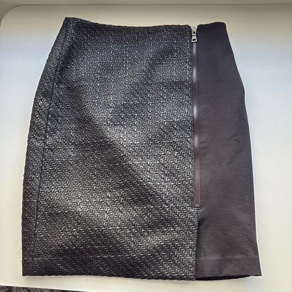 Ann Taylor Black Tweed Side Zip Pencil Skirt Womens Size‎ 0 - Picture 1 of 6